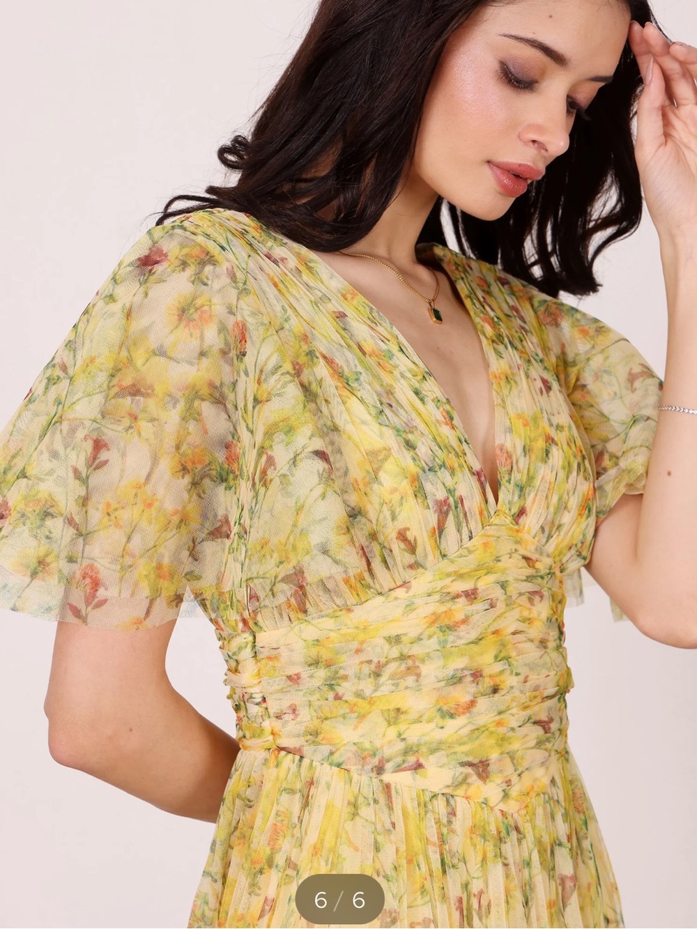 Yellow Floral V-Neck Maxi Dress - Picture 4 of 5
